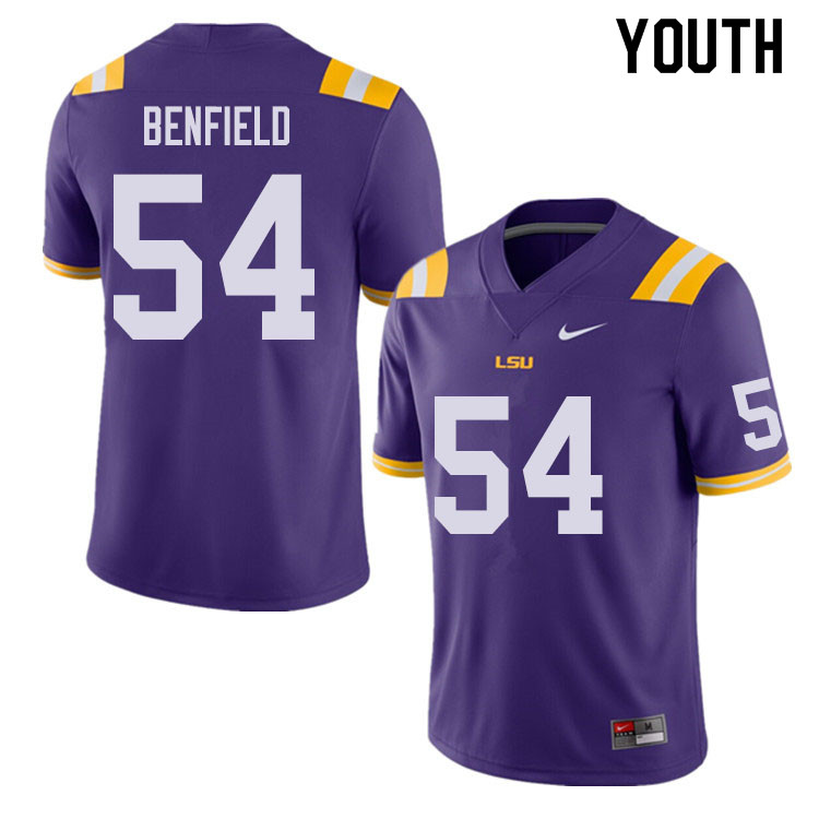 Youth #54 Aaron Benfield LSU Tigers College Football Jerseys Sale-Purple